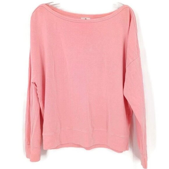 SUNDRY Sz S (1) Pink Pullover Stretch Oversized Boat Neck Sweatshirt Comfort - Picture 2 of 14
